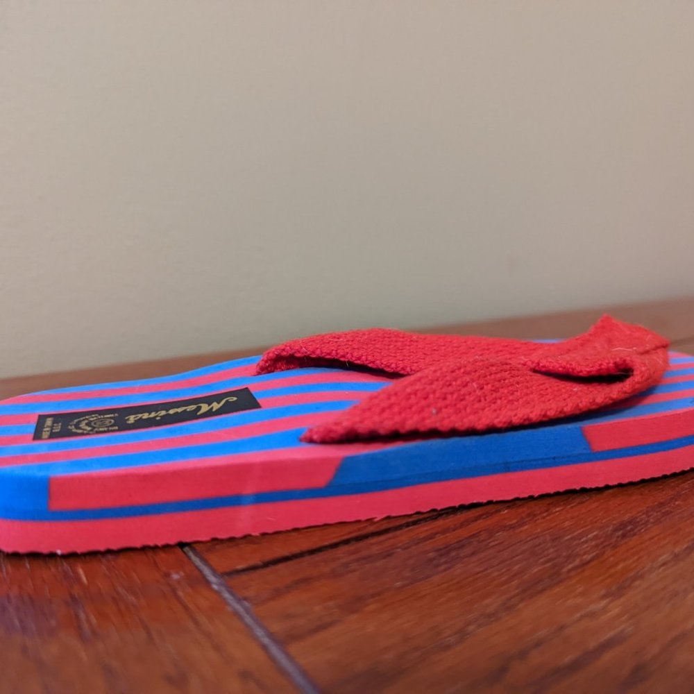 Messina Red & Blue Striped Sandals Thong Flip Flops Unisex Kids sz XS NWOT - Picture 7 of 8